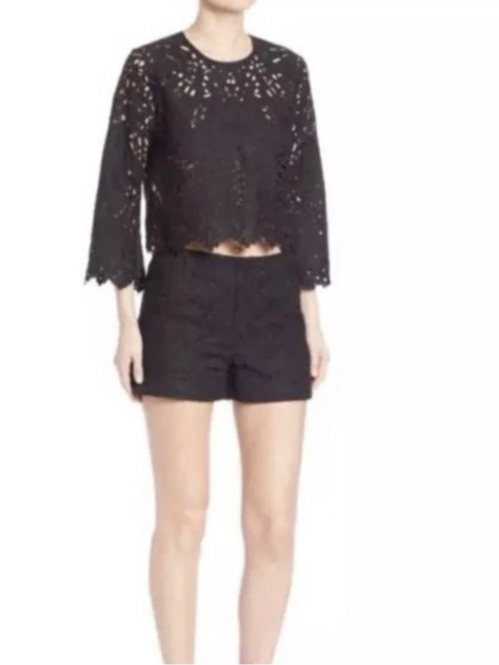 Theory BRIZABELA Black
Embroidered-Lace Linen Top, Women's Size P (XS)
